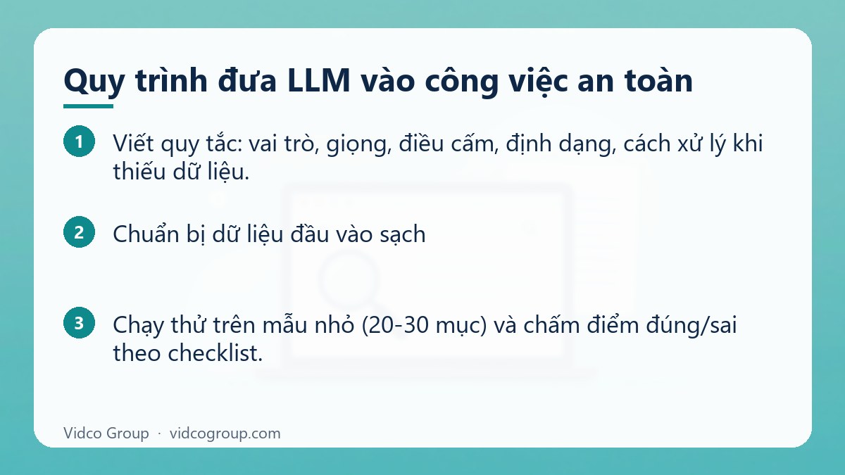 Các bước: Quy trình đưa LLM vào công việc an toàn