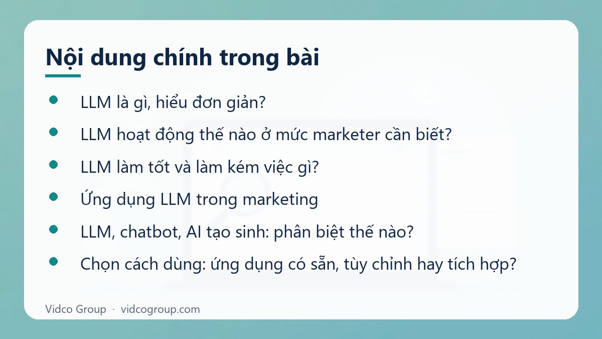 Nội dung chính: LLM là gì