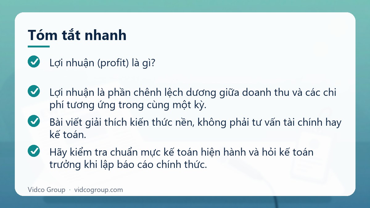 Tóm tắt nhanh: Lợi nhuận (profit) là gì
