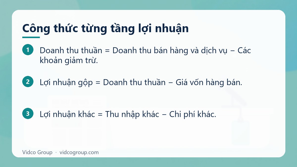 Các bước: Công thức từng tầng lợi nhuận
