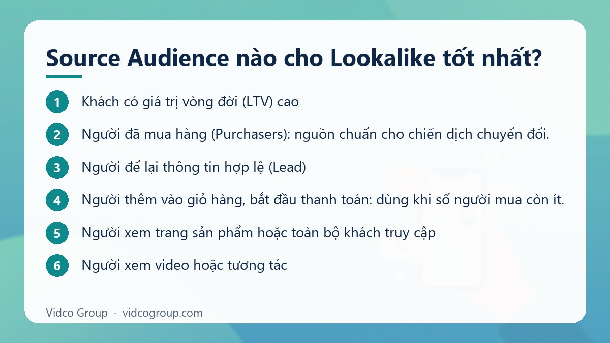 Các bước: Source Audience nào cho Lookalike tốt nhất?