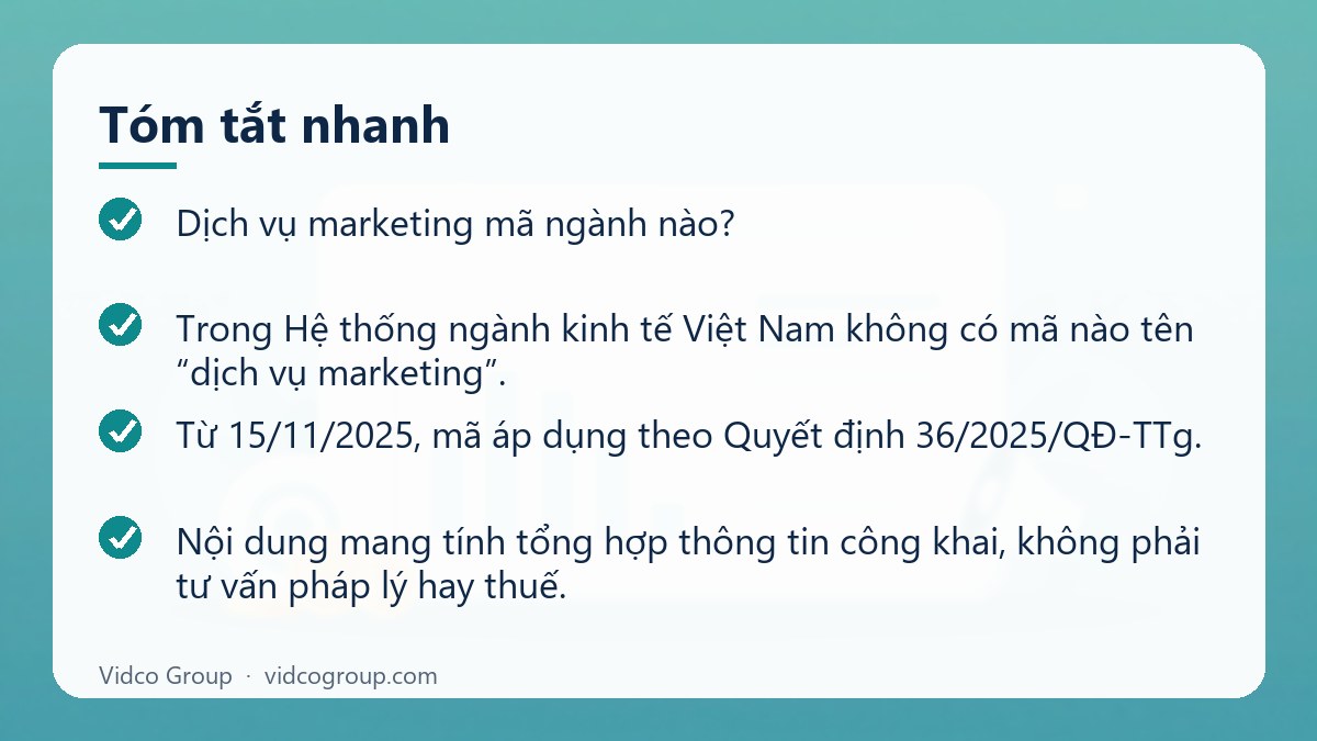 Tóm tắt nhanh: Dịch vụ marketing mã ngành nào