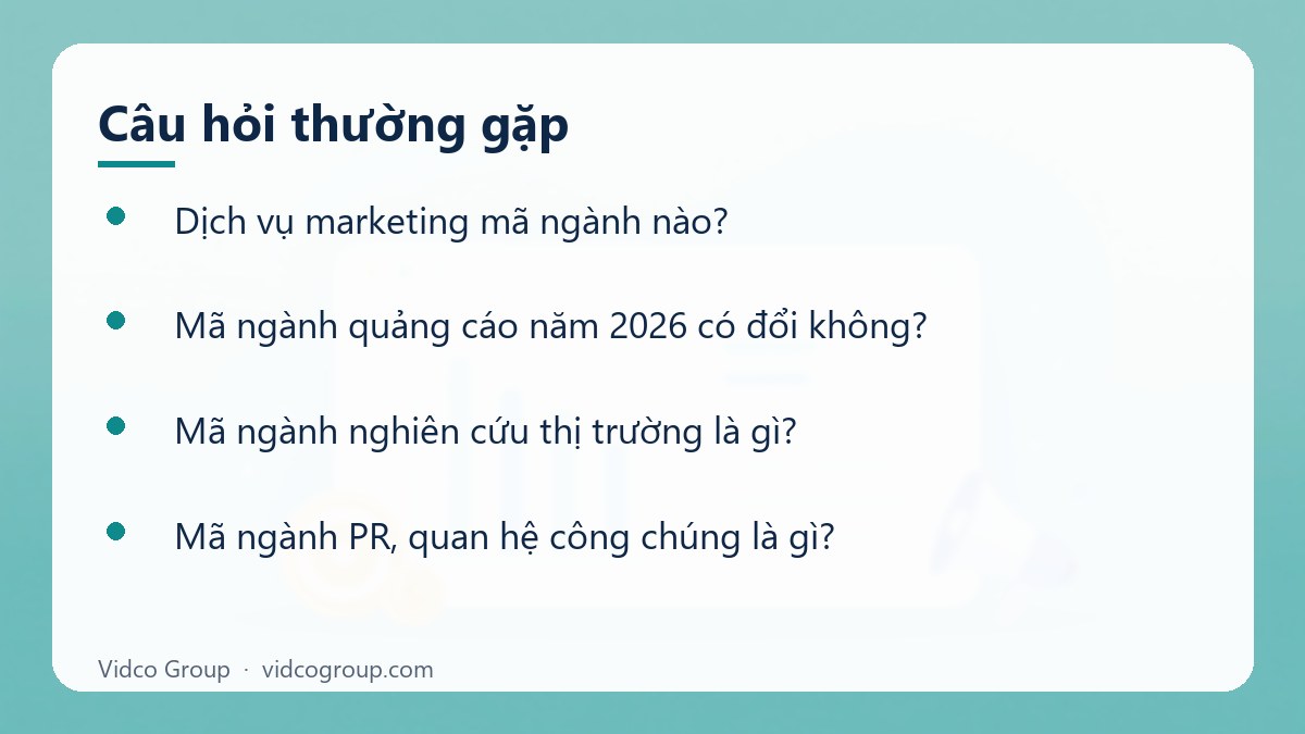 Một số câu hỏi thường gặp về Dịch vụ marketing mã ngành nào