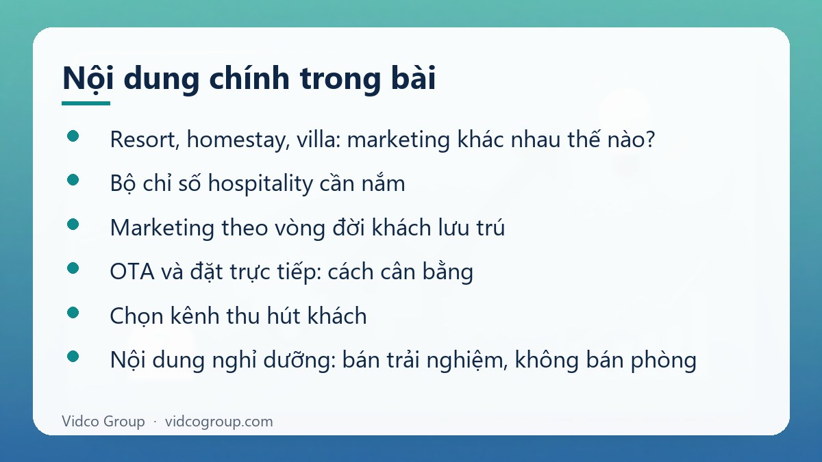 Nội dung chính: Marketing hospitality