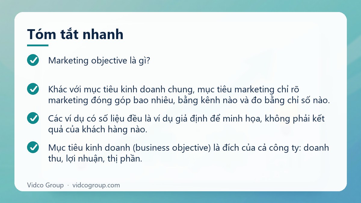 Tóm tắt nhanh: Marketing objective là gì