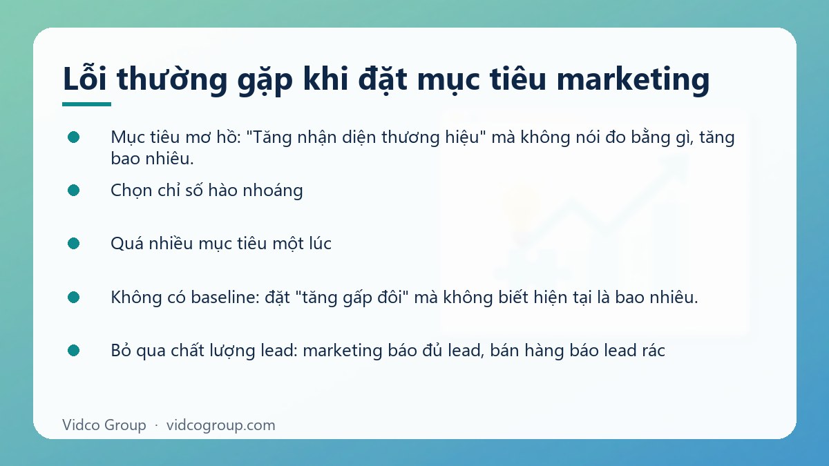 Danh sách: Lỗi thường gặp khi đặt mục tiêu marketing