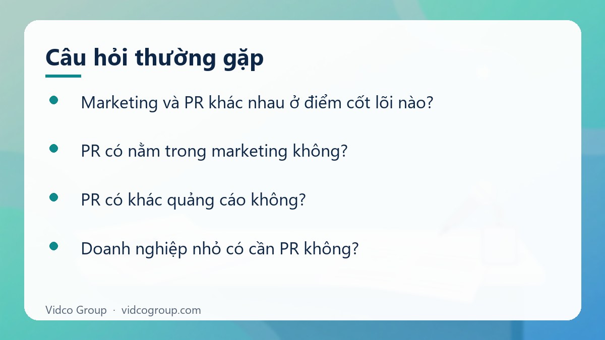 Một số câu hỏi thường gặp về Marketing và PR khác nhau ở đâu