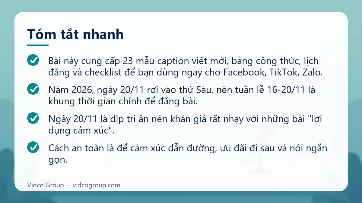 Tóm tắt nhanh: Mẫu content 20/11 ngày Nhà giáo Việt Nam