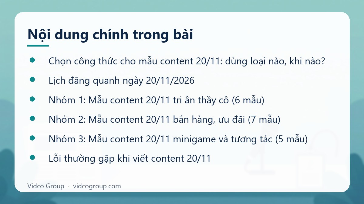 Nội dung chính: Mẫu content 20/11 ngày Nhà giáo Việt Nam