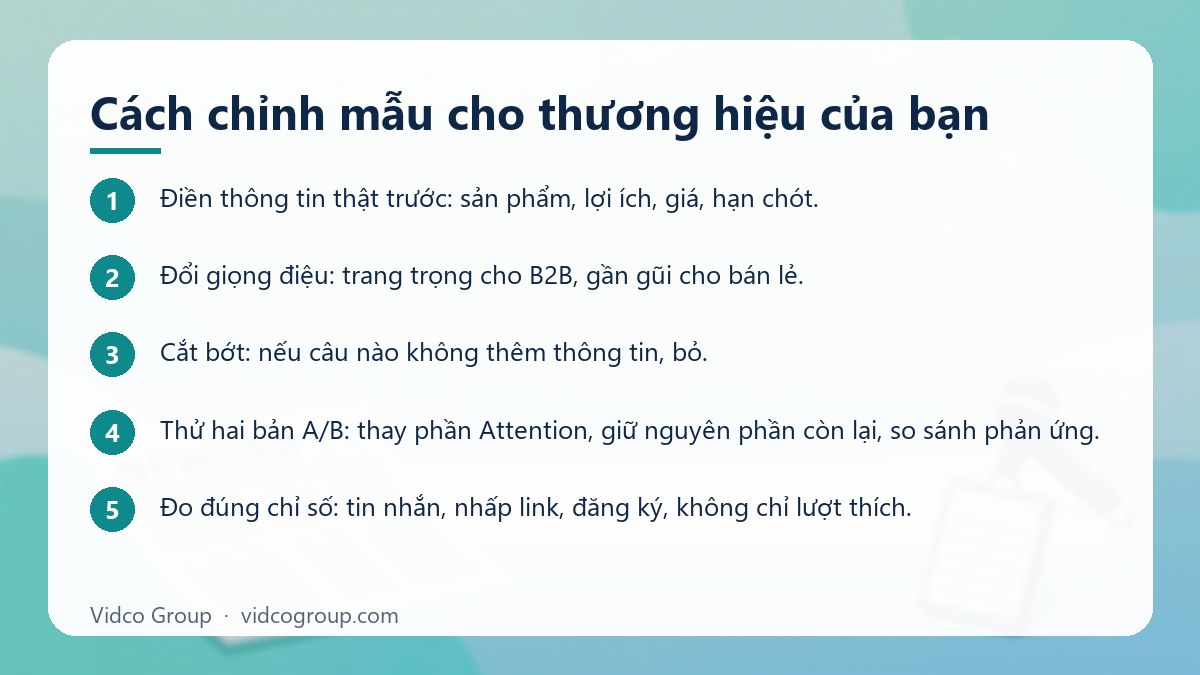Các bước: Cách chỉnh mẫu cho thương hiệu của bạn