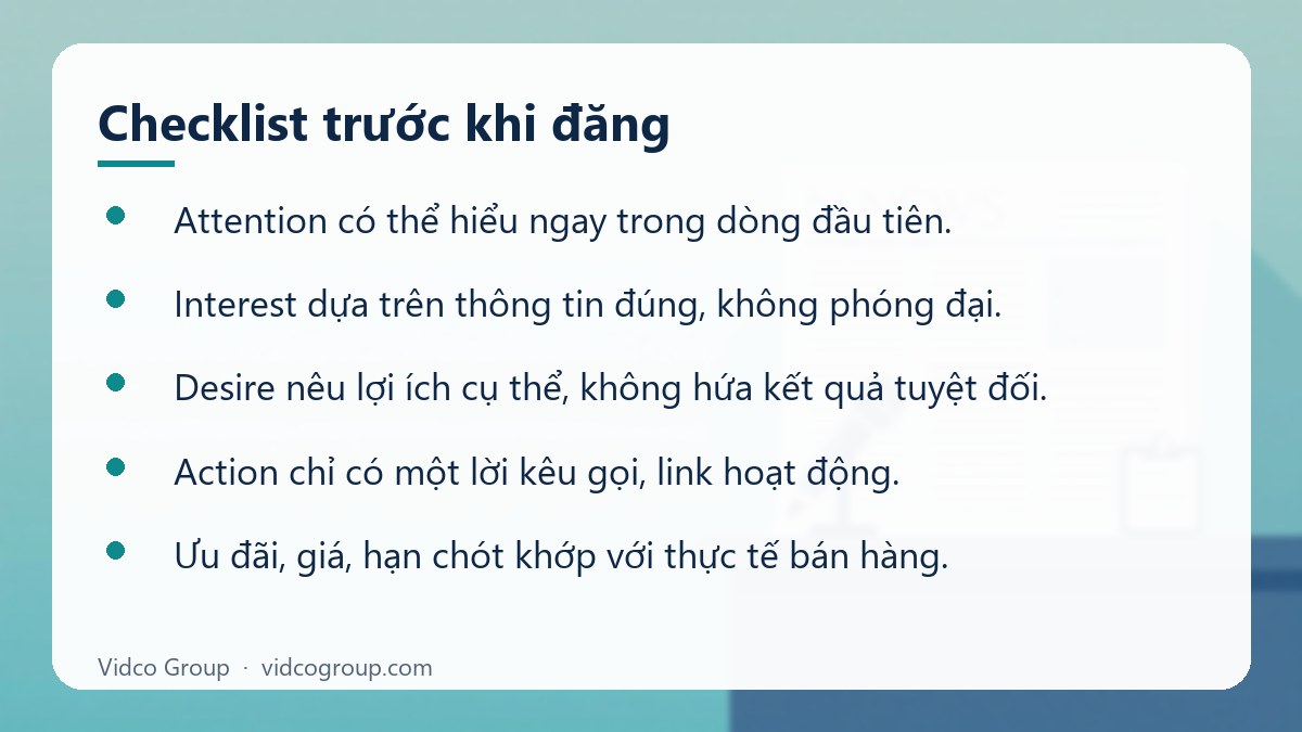 Danh sách: Checklist trước khi đăng