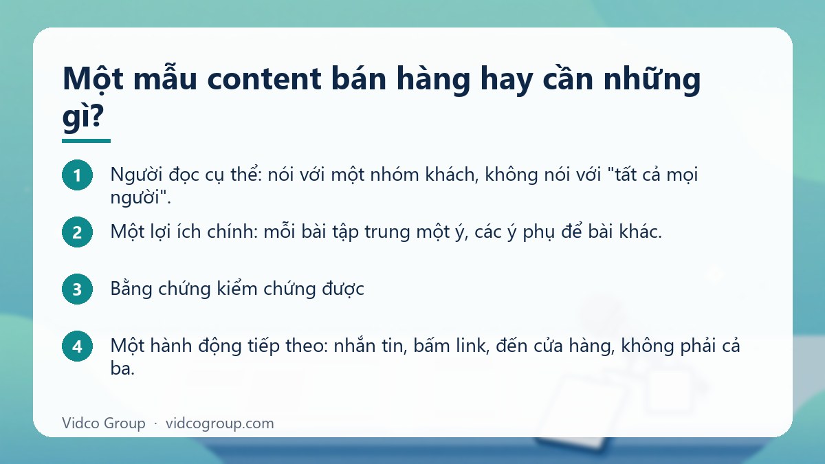 Các bước: Một mẫu content bán hàng hay cần những gì?