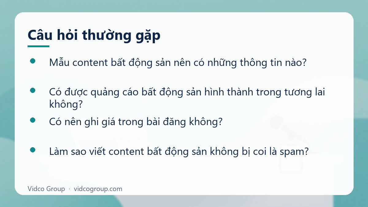 Một số câu hỏi thường gặp về Mẫu content bất động sản