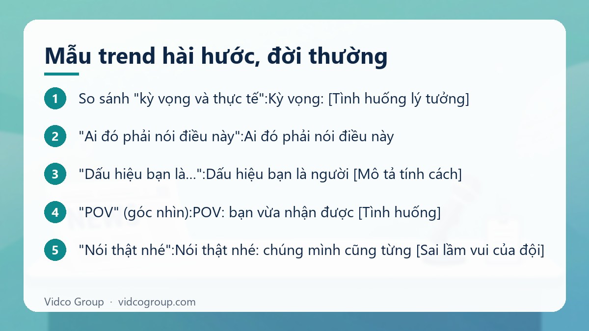 Các bước: Mẫu trend hài hước, đời thường