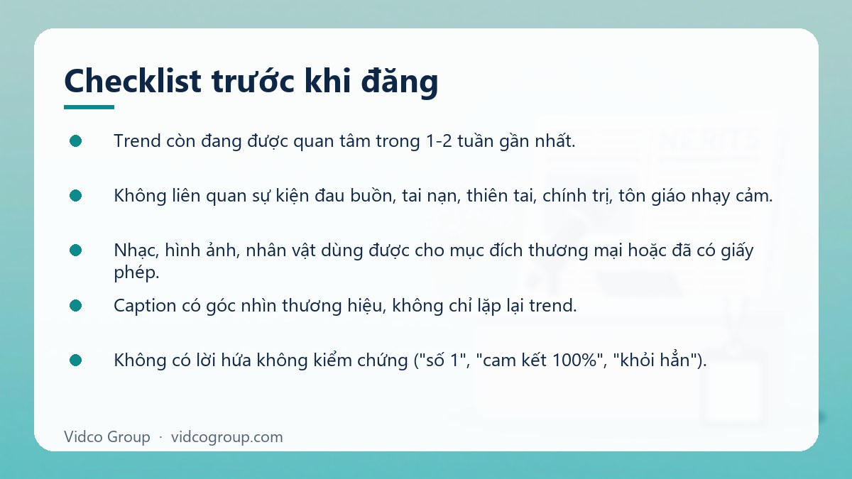 Danh sách: Checklist trước khi đăng