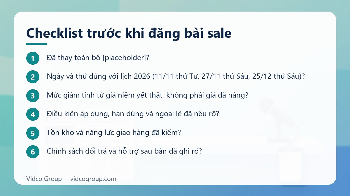 Các bước: Checklist trước khi đăng bài sale