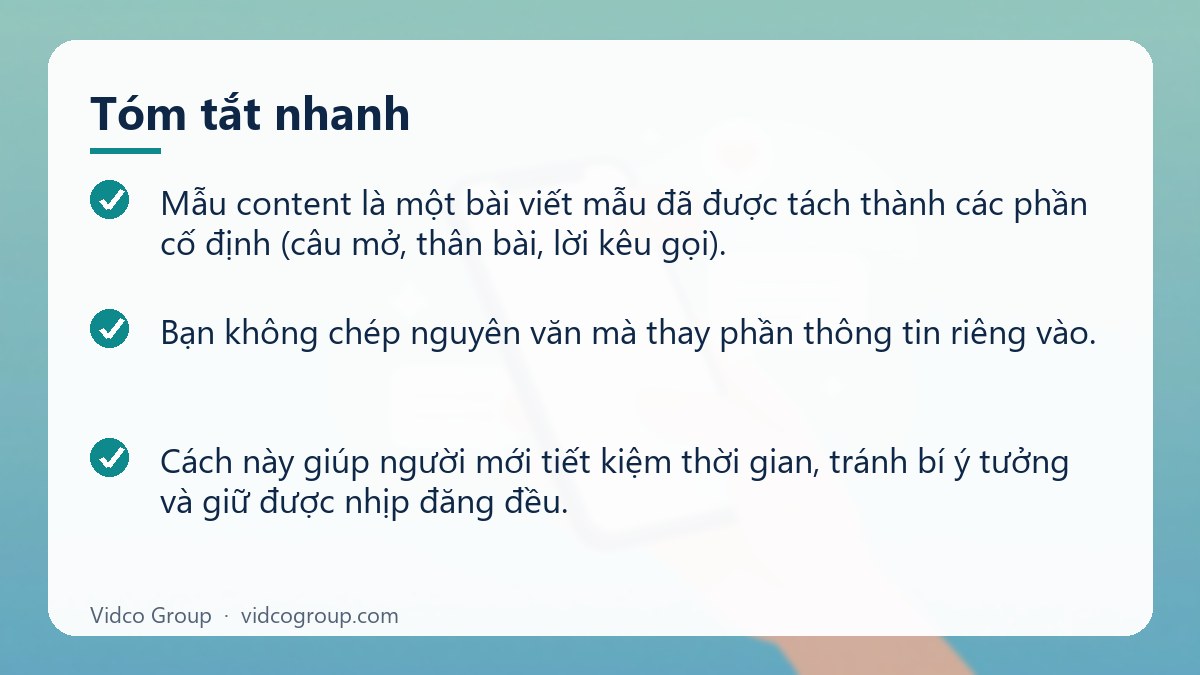 Tóm tắt nhanh: Mẫu content Facebook cho người mới