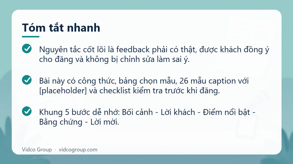 Tóm tắt nhanh: Mẫu content feedback khách hàng