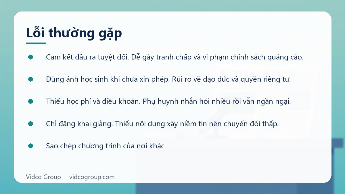 Danh sách: Lỗi thường gặp