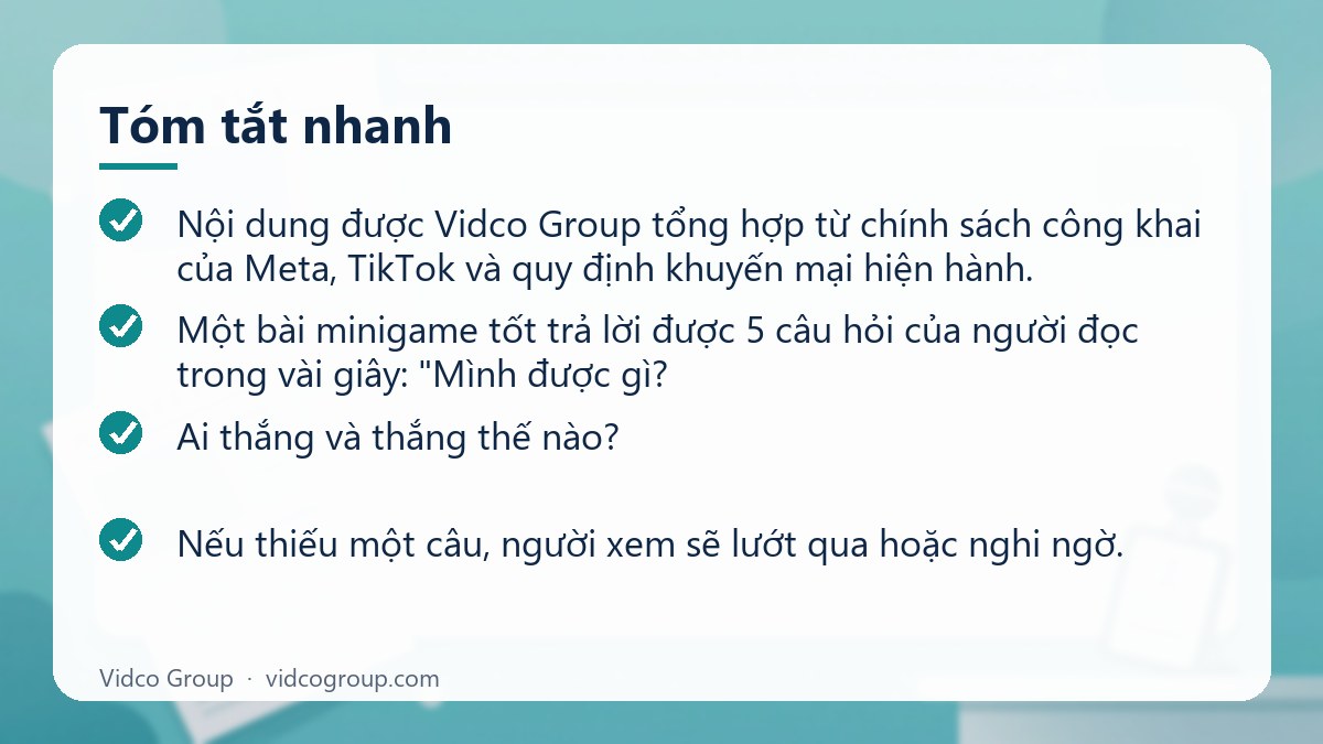 Tóm tắt nhanh: Mẫu content minigame