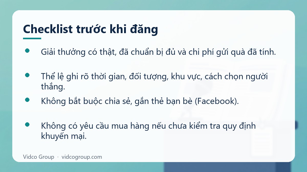 Danh sách: Checklist trước khi đăng