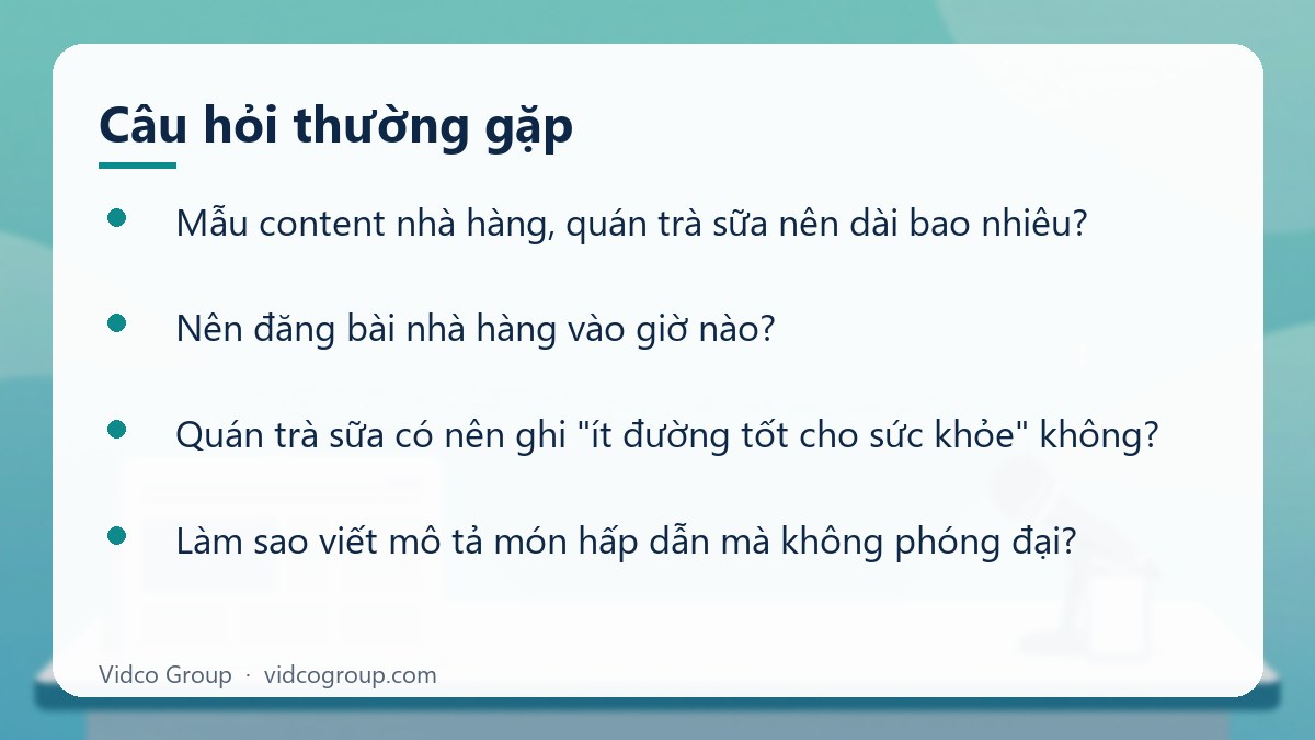 Một số câu hỏi thường gặp về Mẫu content nhà hàng, quán trà sữa