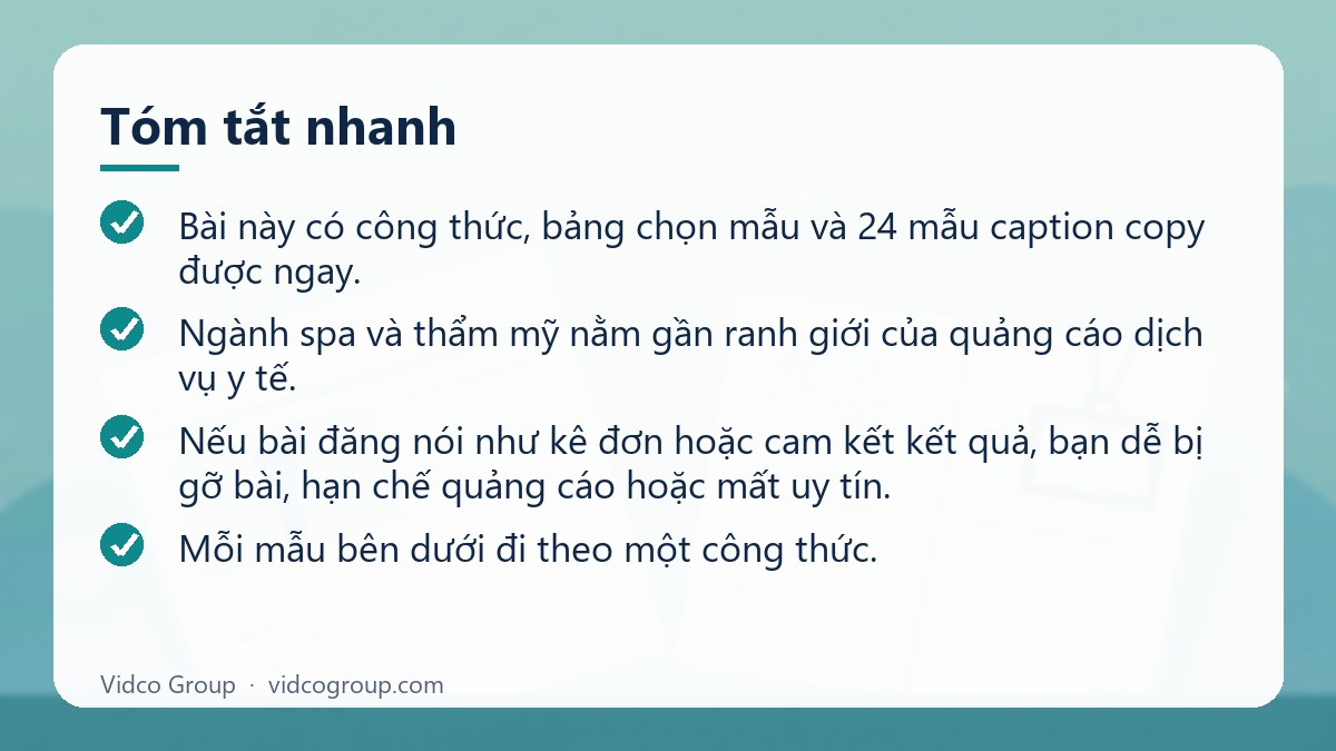 Tóm tắt nhanh: Mẫu content spa, thẩm mỹ