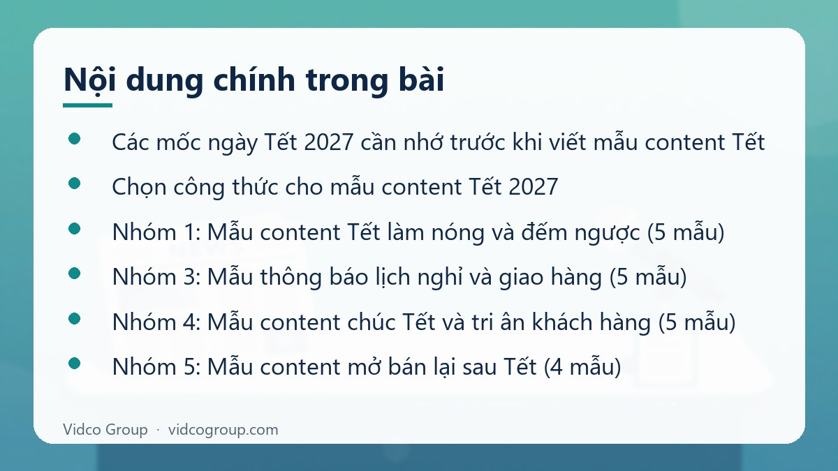 Nội dung chính: Mẫu content Tết 2027