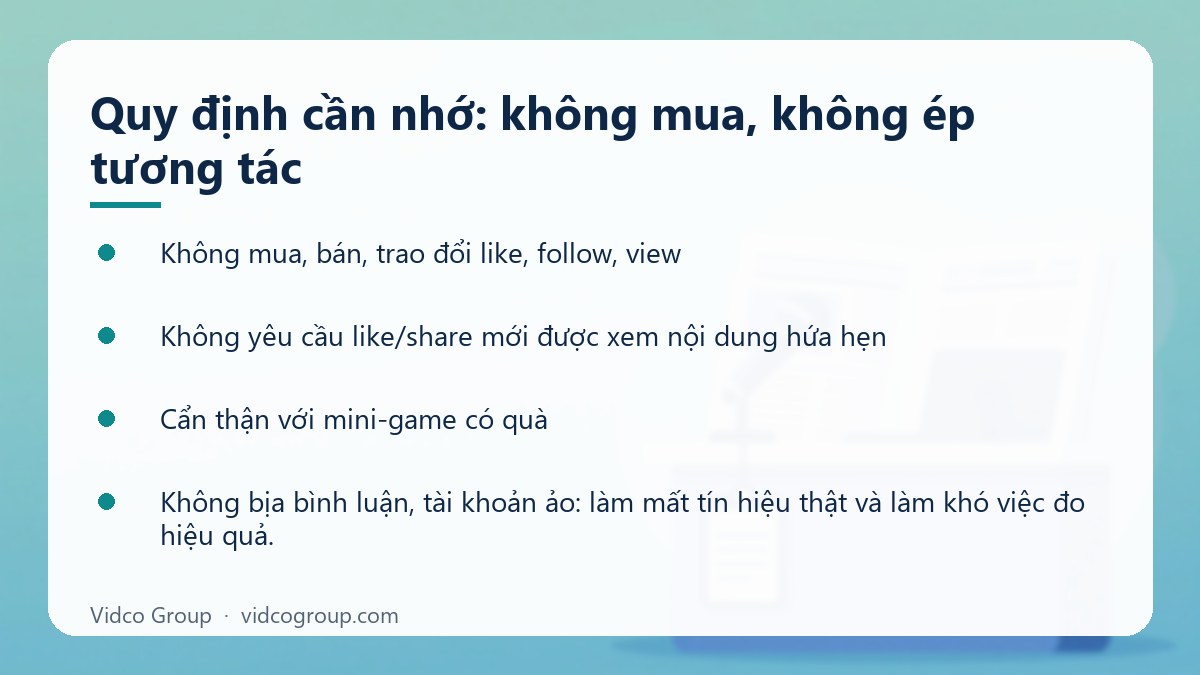 Danh sách: Quy định cần nhớ: không mua, không ép tương tác