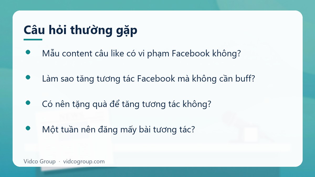 Một số câu hỏi thường gặp về Mẫu content tương tác, câu like organic
