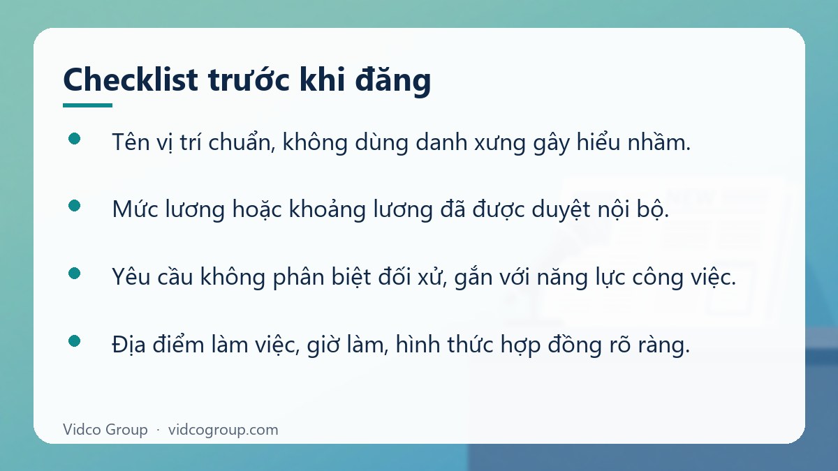 Danh sách: Checklist trước khi đăng