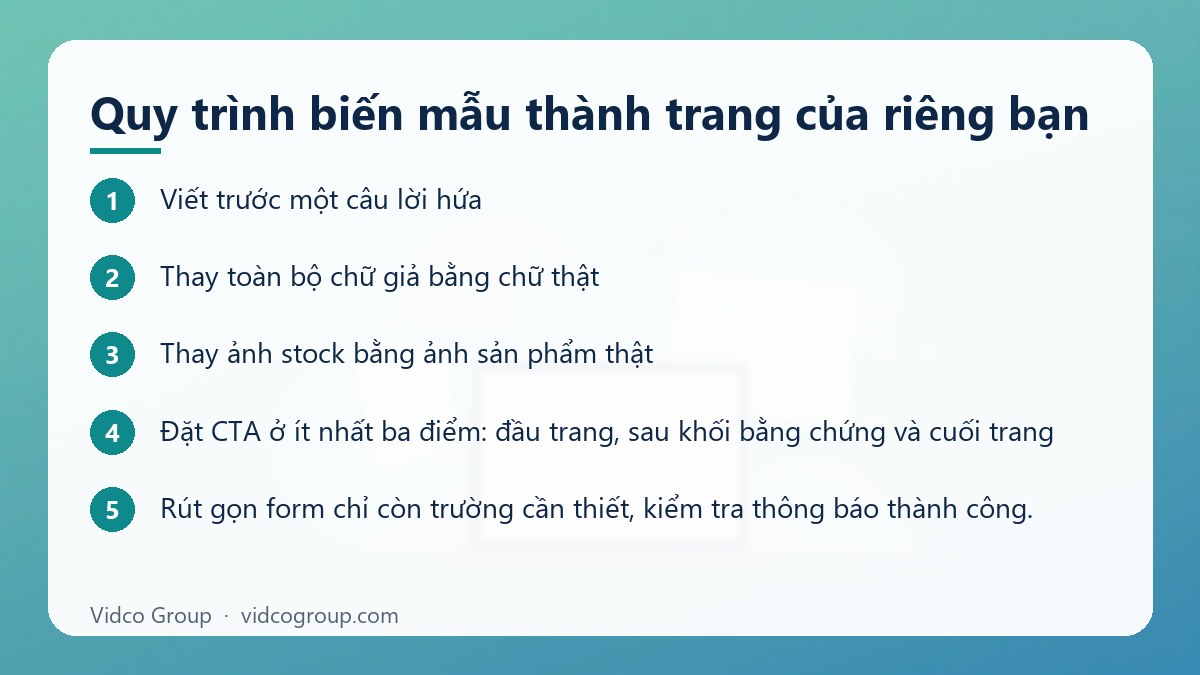 Các bước: Quy trình biến mẫu thành trang của riêng bạn