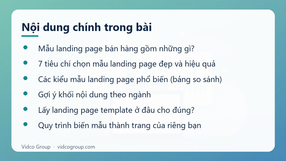 Nội dung chính: Mẫu Landing Page Bán Hàng Đẹp