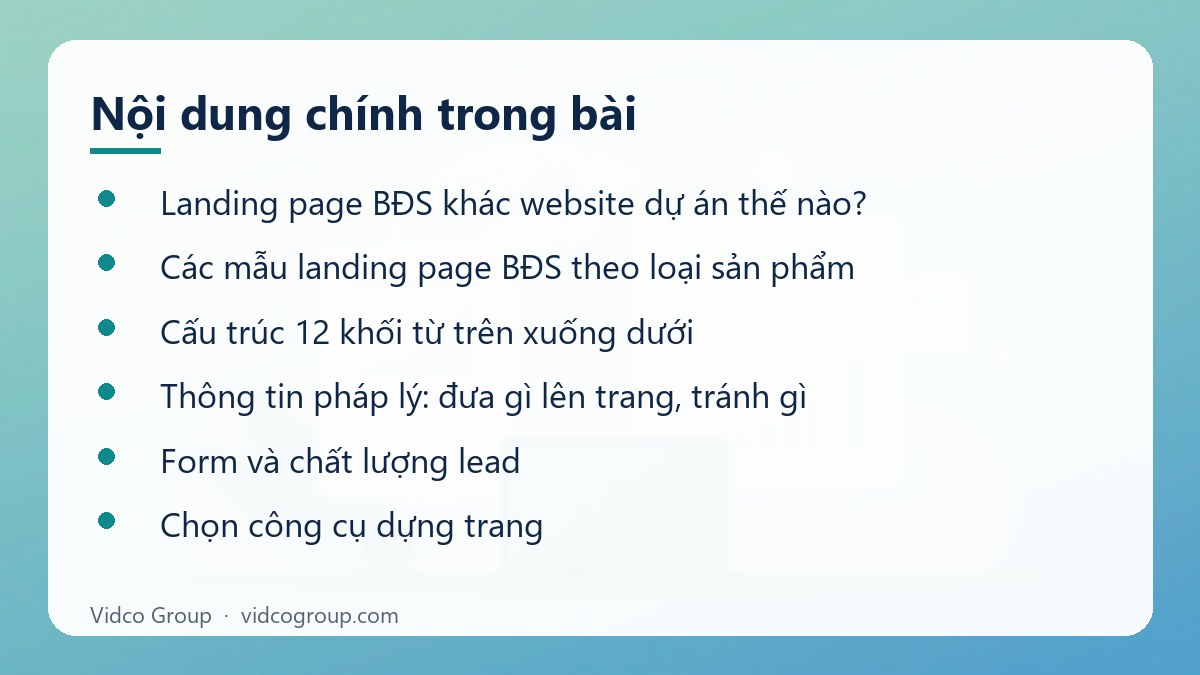 Nội dung chính: Landing Page Bất Động Sản
