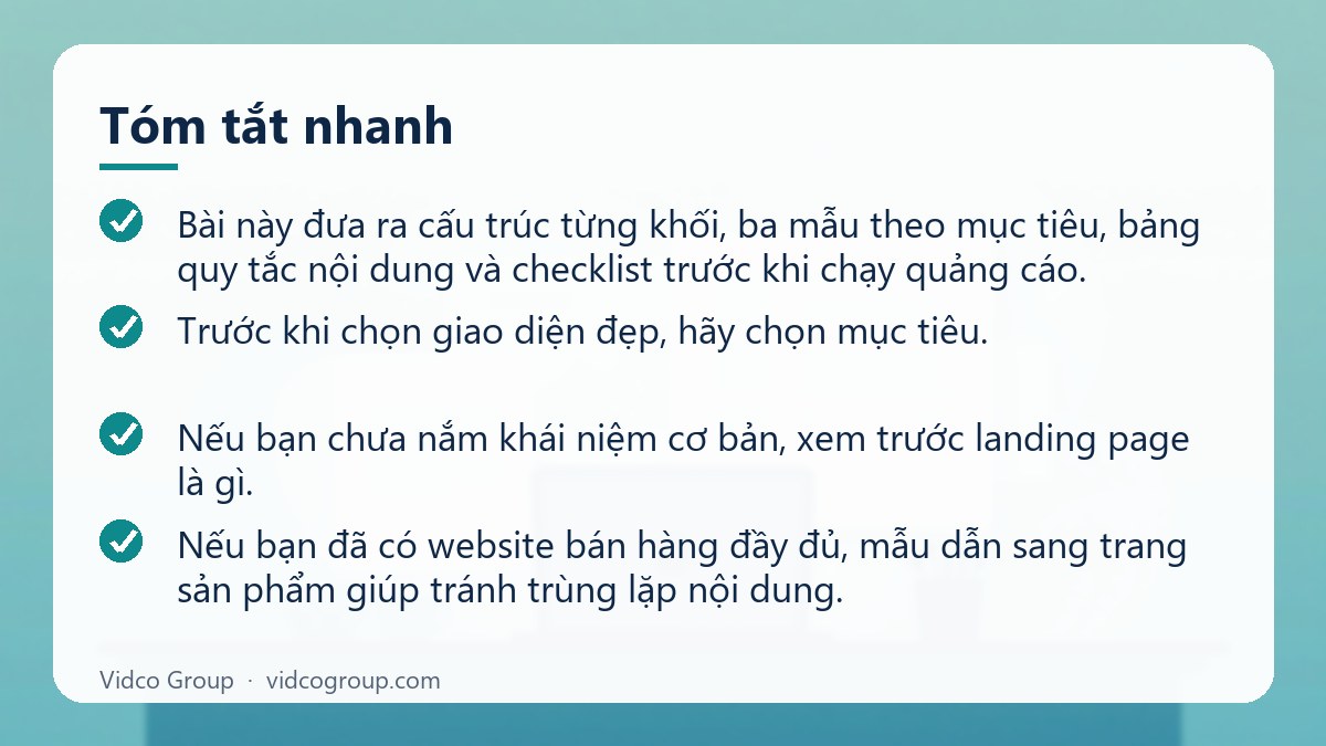 Tóm tắt nhanh: Mẫu Landing Page Mỹ Phẩm