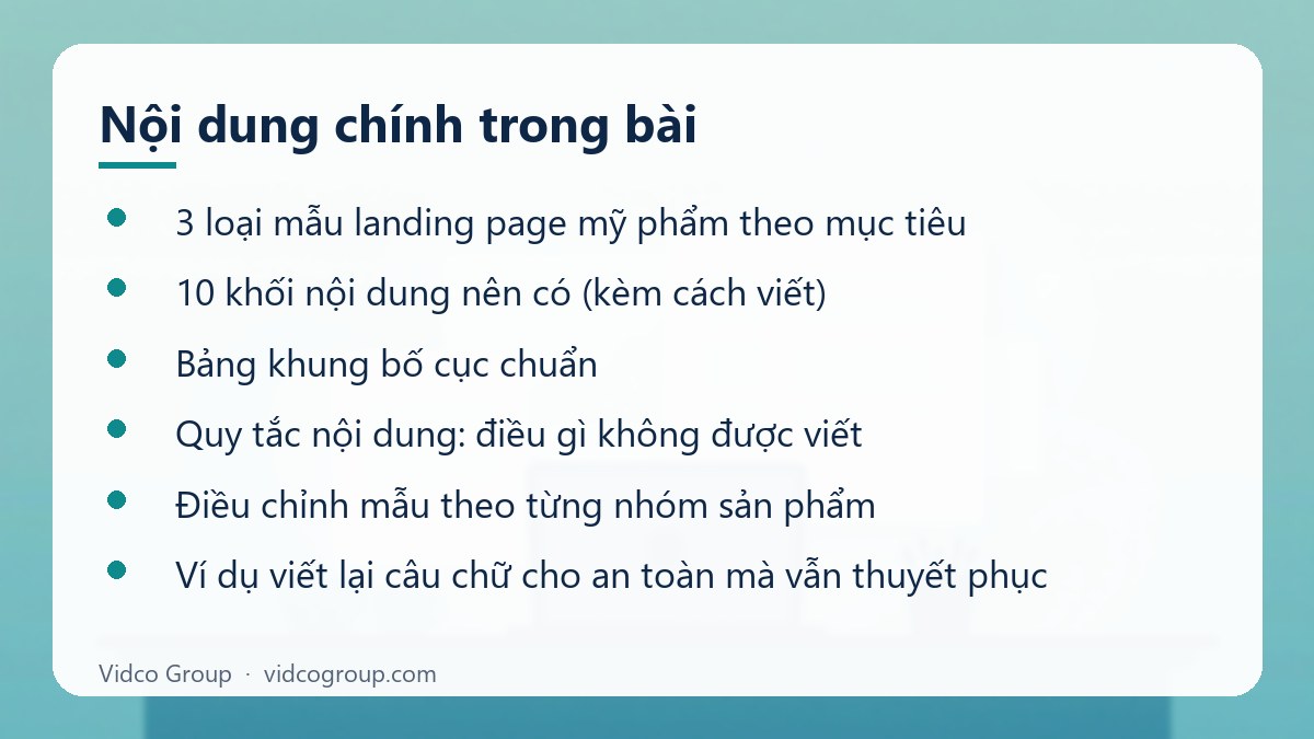 Nội dung chính: Mẫu Landing Page Mỹ Phẩm