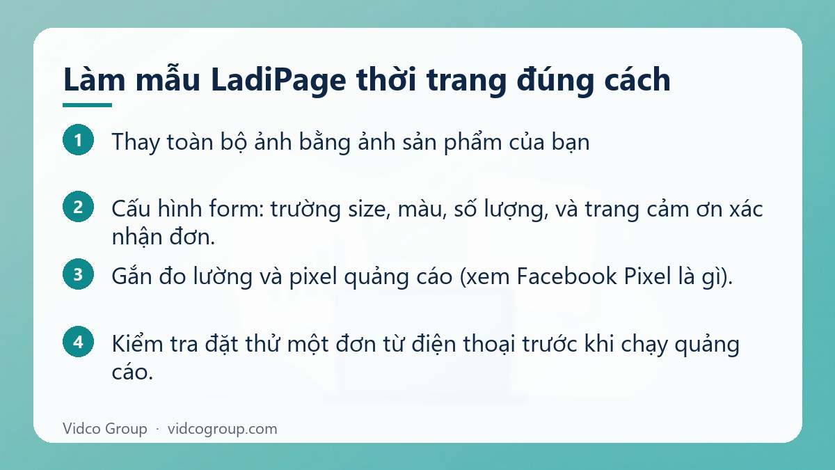 Các bước: Làm mẫu LadiPage thời trang đúng cách