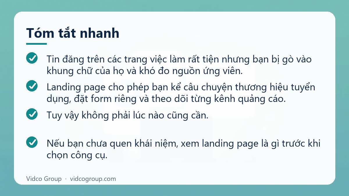 Tóm tắt nhanh: Mẫu landing page tuyển dụng