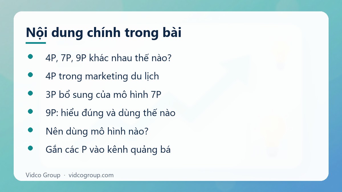 Nội dung chính: 4P, 7P, 9P trong marketing du lịch