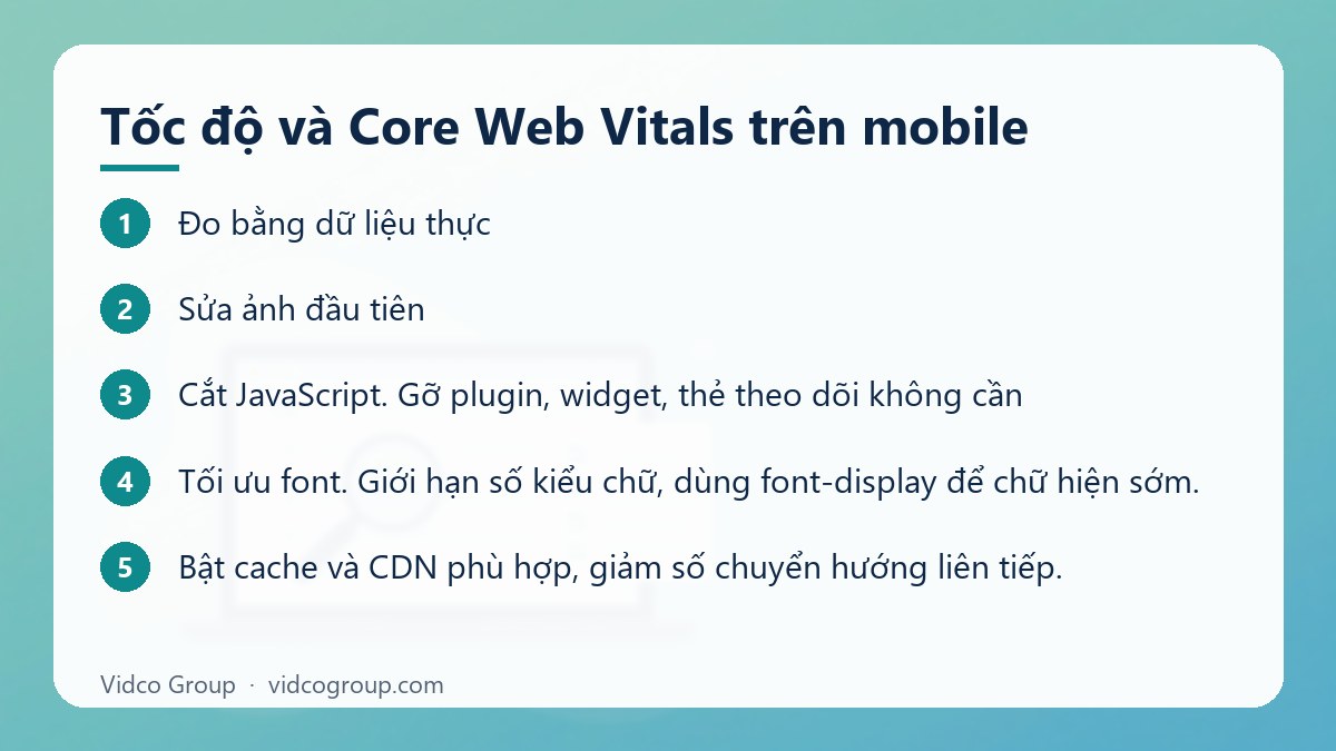 Các bước: Tốc độ và Core Web Vitals trên mobile