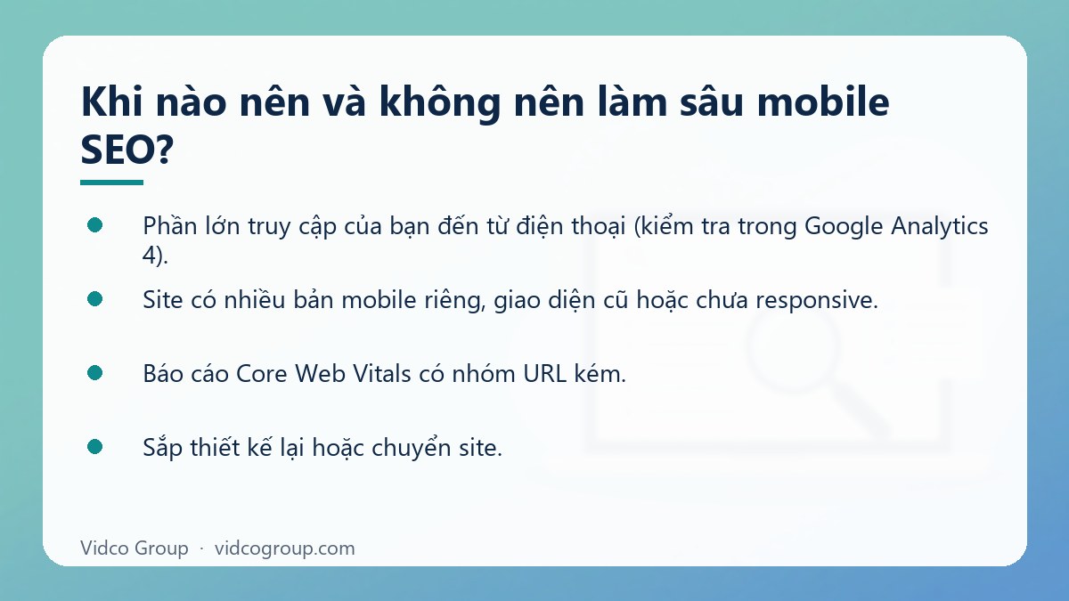 Danh sách: Khi nào nên và không nên làm sâu mobile SEO?