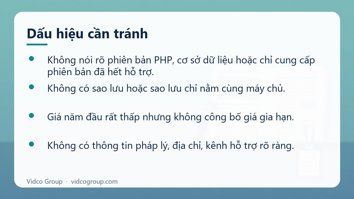 Danh sách: Dấu hiệu cần tránh
