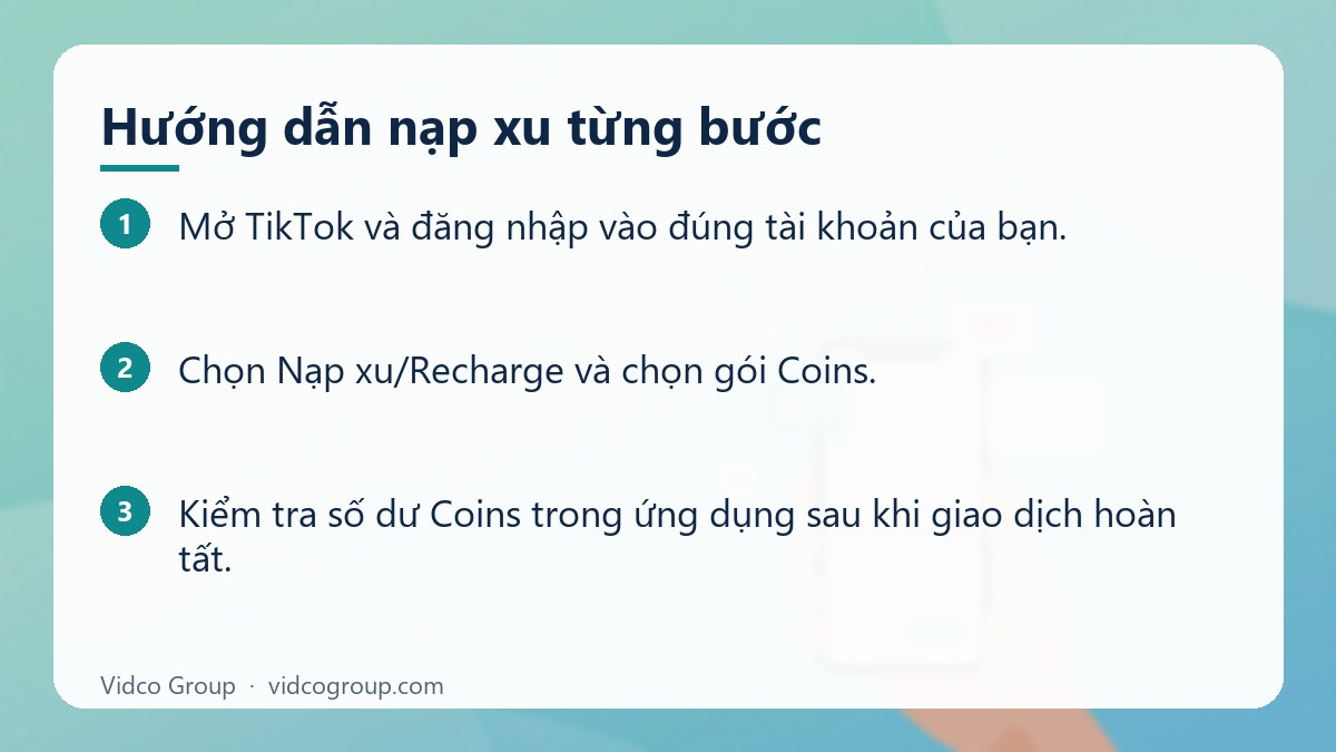 Các bước: Hướng dẫn nạp xu từng bước