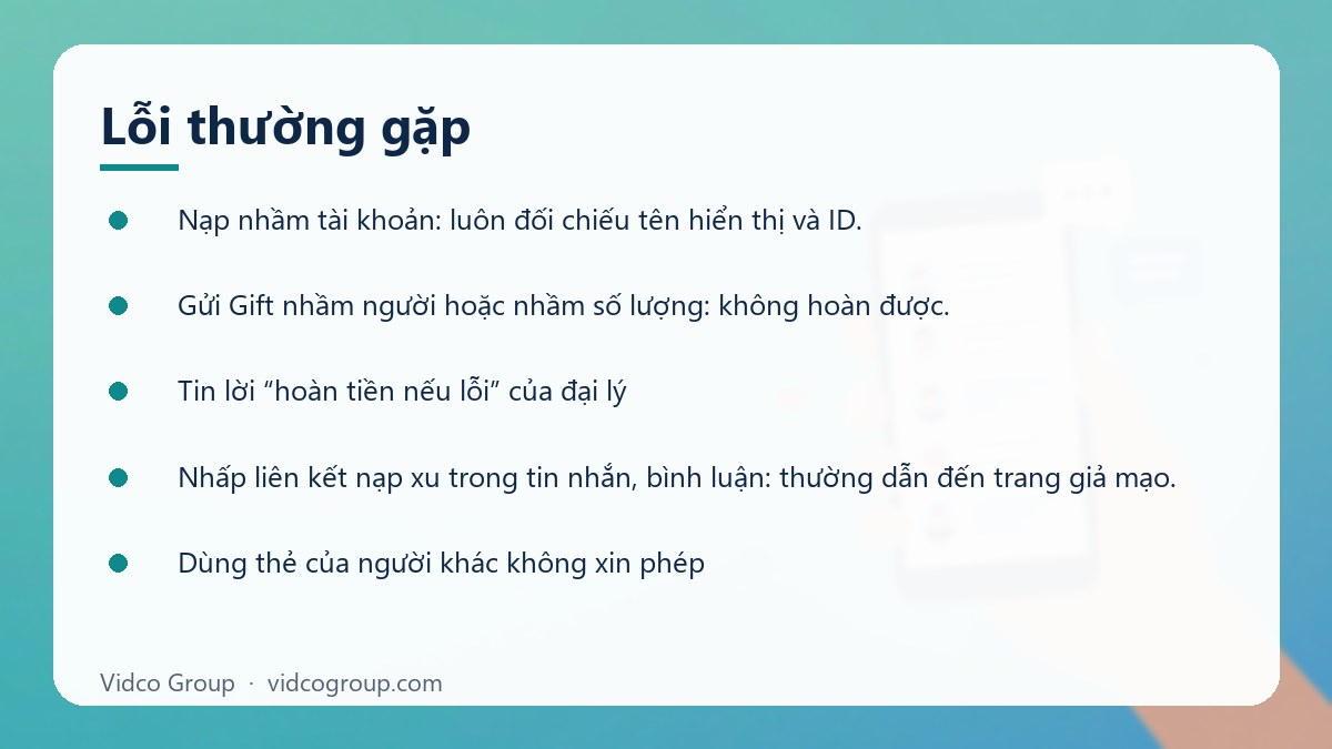 Danh sách: Lỗi thường gặp