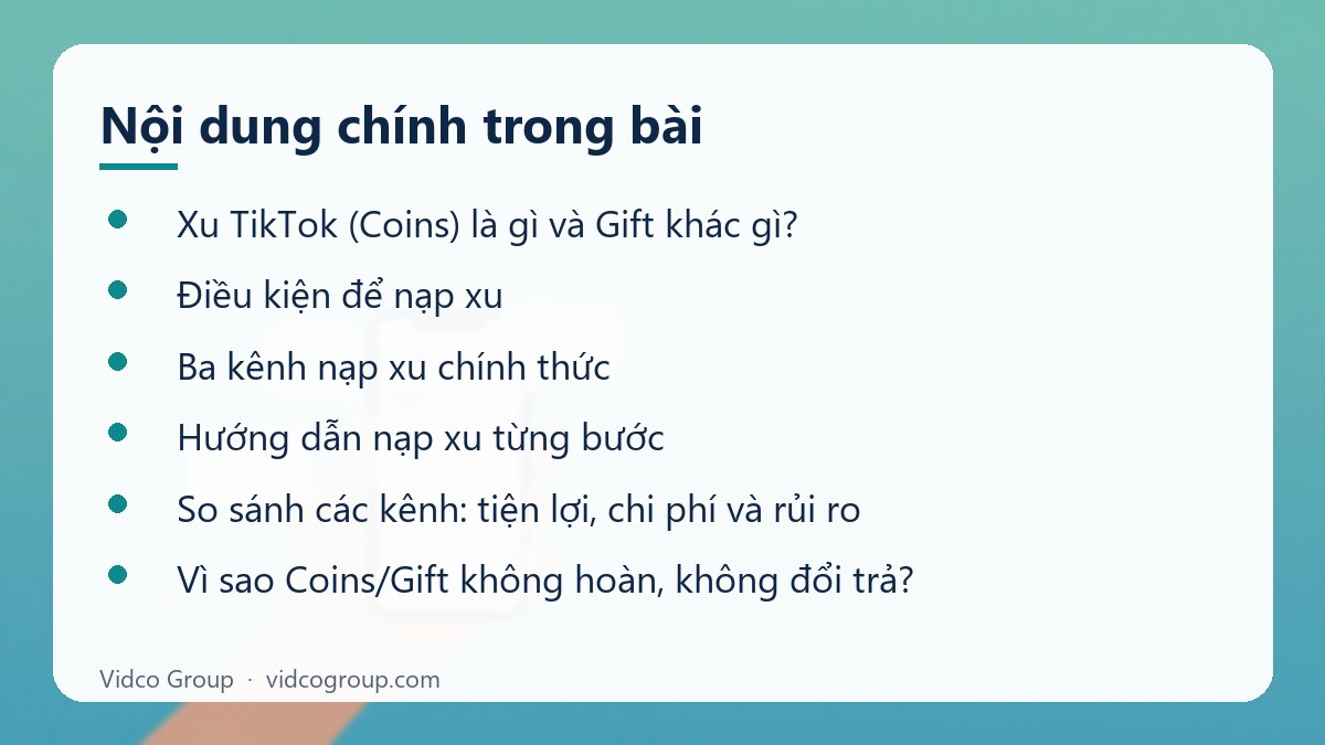 Nội dung chính: Nạp xu TikTok đúng kênh chính thức, tránh rủi ro