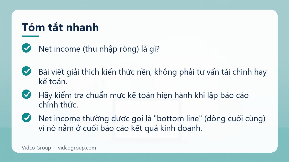 Tóm tắt nhanh: Net income (thu nhập ròng) là gì