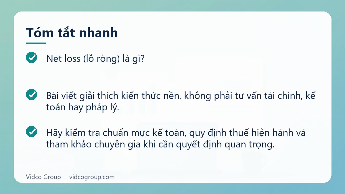 Tóm tắt nhanh: Net loss (lỗ ròng) là gì