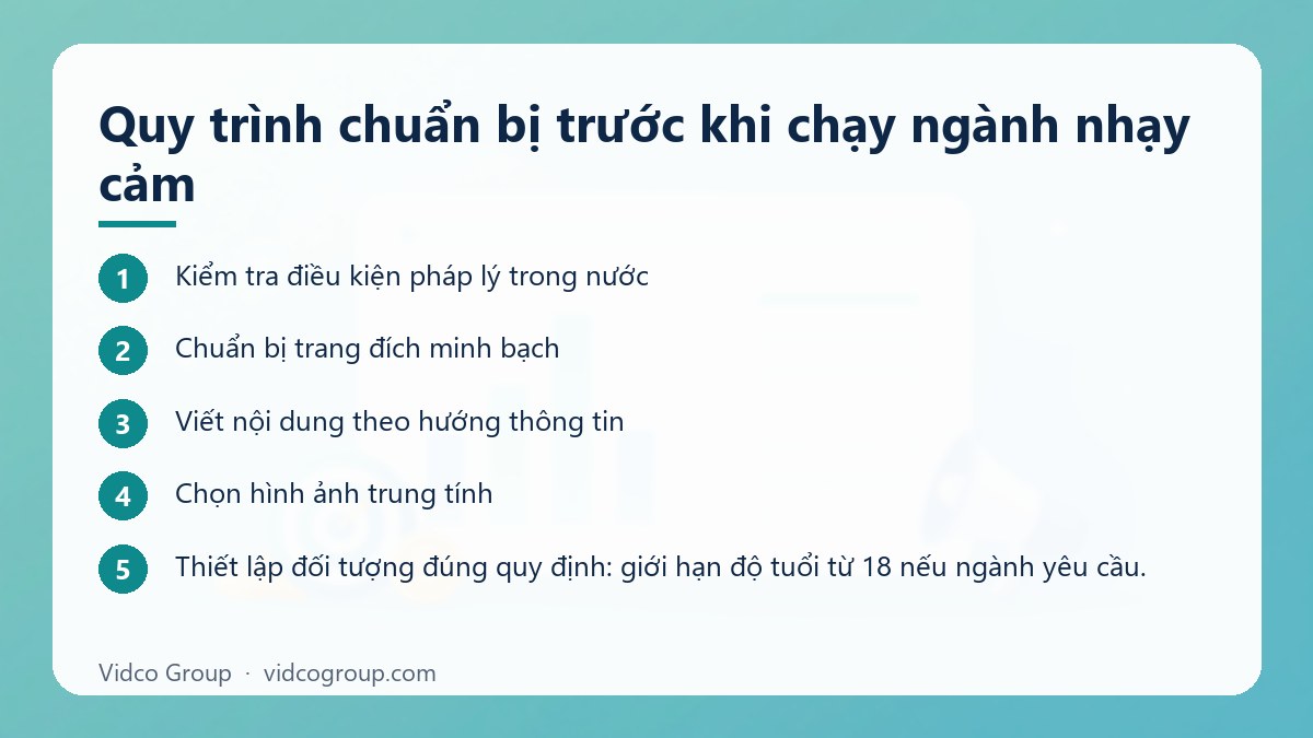 Các bước: Quy trình chuẩn bị trước khi chạy ngành nhạy cảm