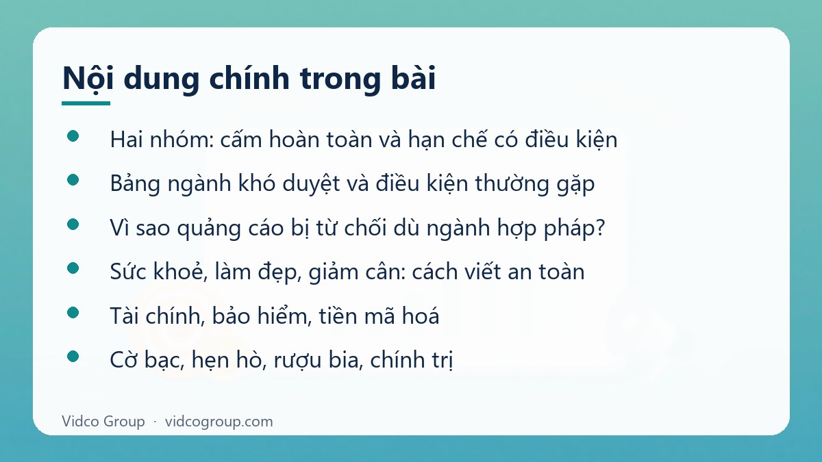 Nội dung chính: Ngành nghề khó xét duyệt trong quảng cáo và cách chạy