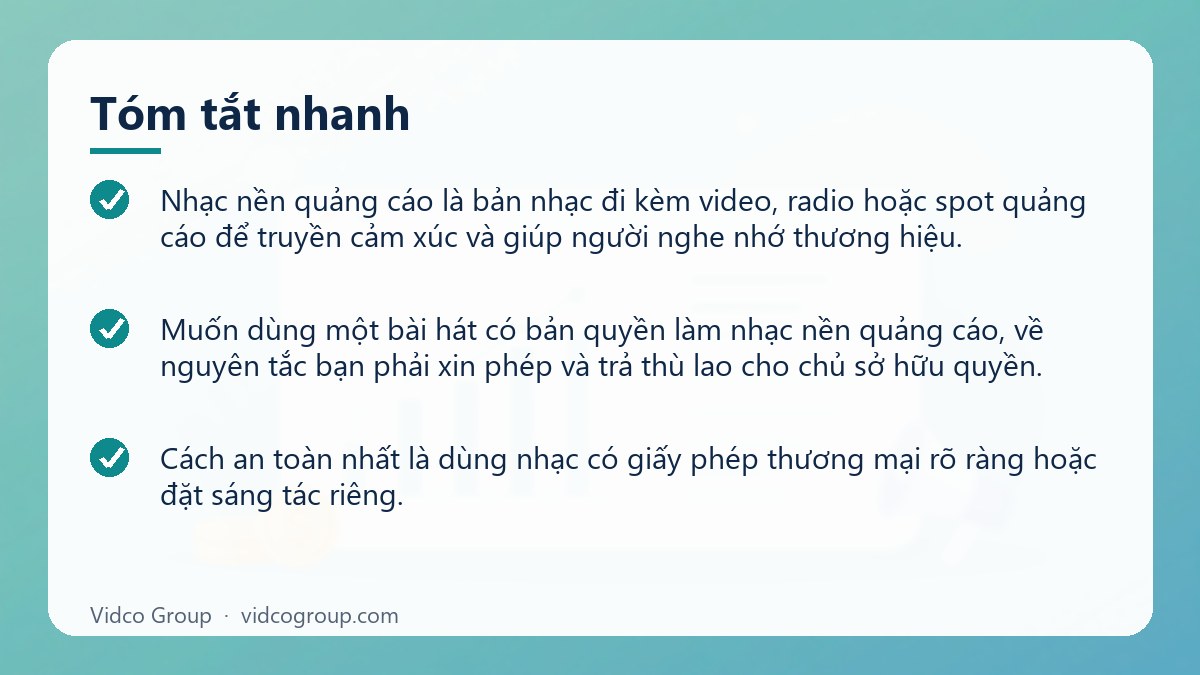 Tóm tắt nhanh: Nhạc nền quảng cáo